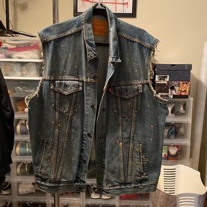 Levi’s “splattered” jean vest. XXL